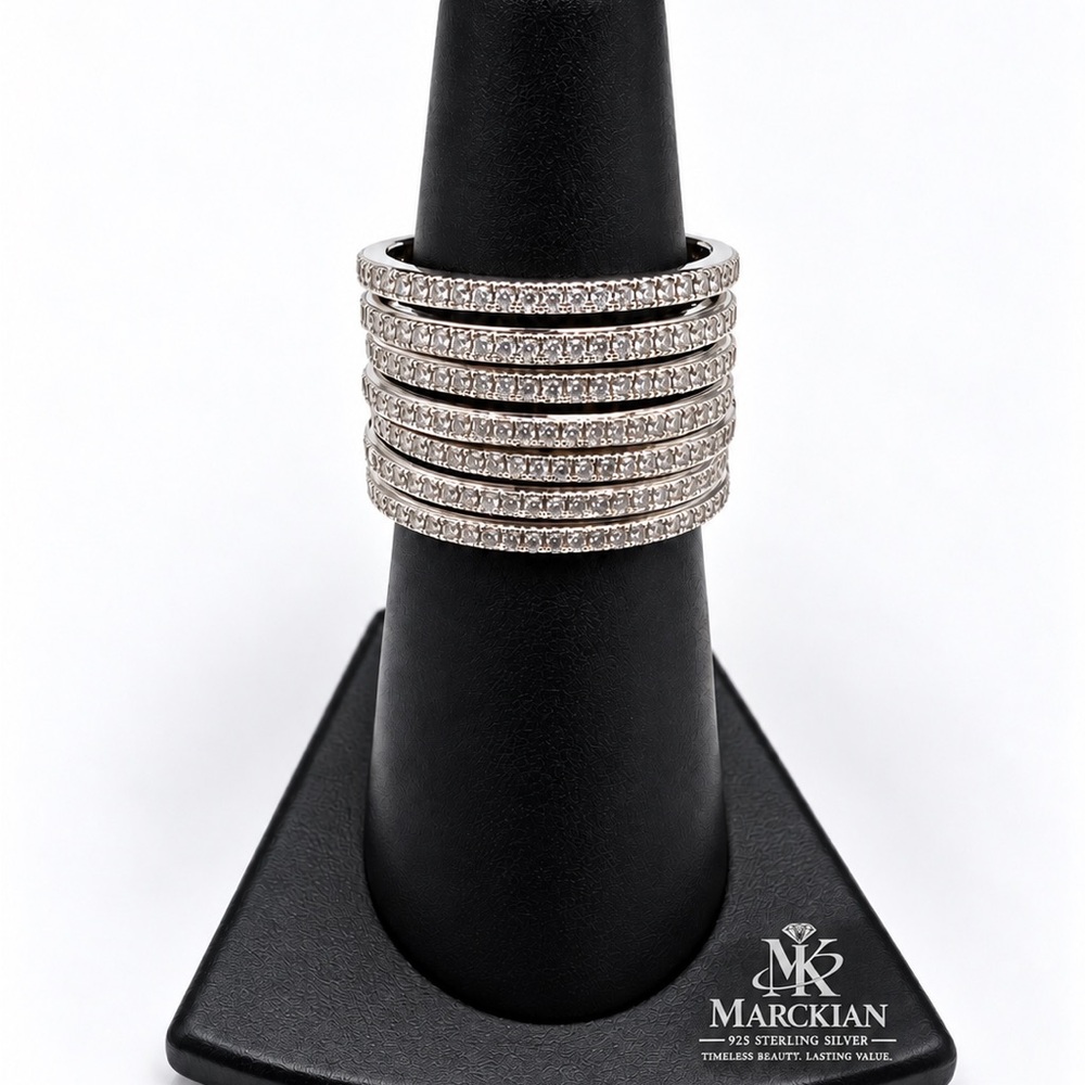 925 Sterling Silver 3.00CTW MOISSANITE 7 Days Stackable Ring Size 6